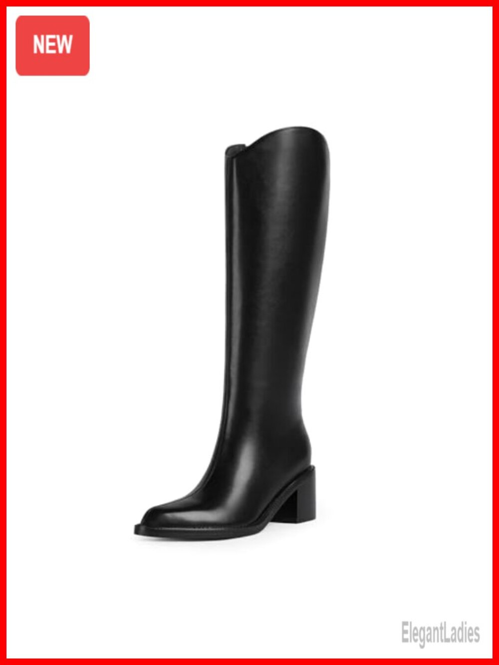 Women's Pointed Toe Knee High Boots Chunky Block Heel Faux Suede